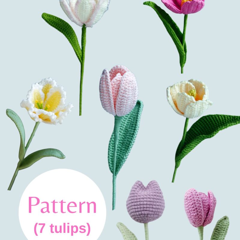 PDF Pattern – 7 Crochet Tulip Patterns Collection-hookok