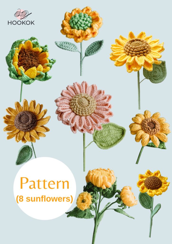 PDF Pattern – Crochet Sunflower Patterns Collection - Hookok