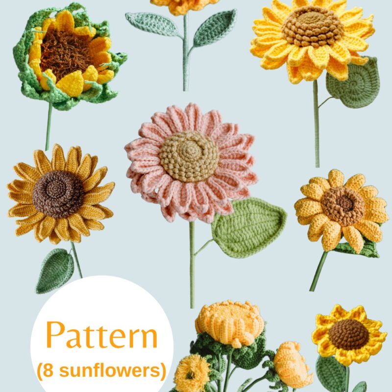 PDF Pattern – Crochet Sunflower Patterns Collection-hookok
