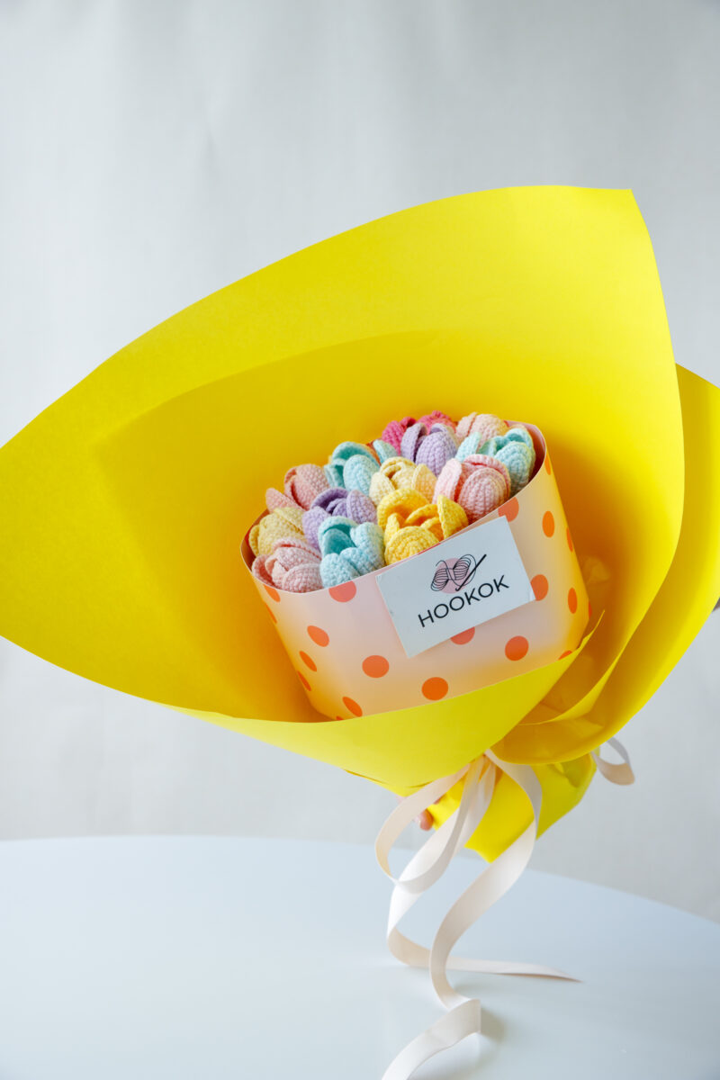 Crochet Tulip Birthday Cake Bouquet Kit-hookok Crochet Tulip Birthday Cake Bouquet Kit-hookok
