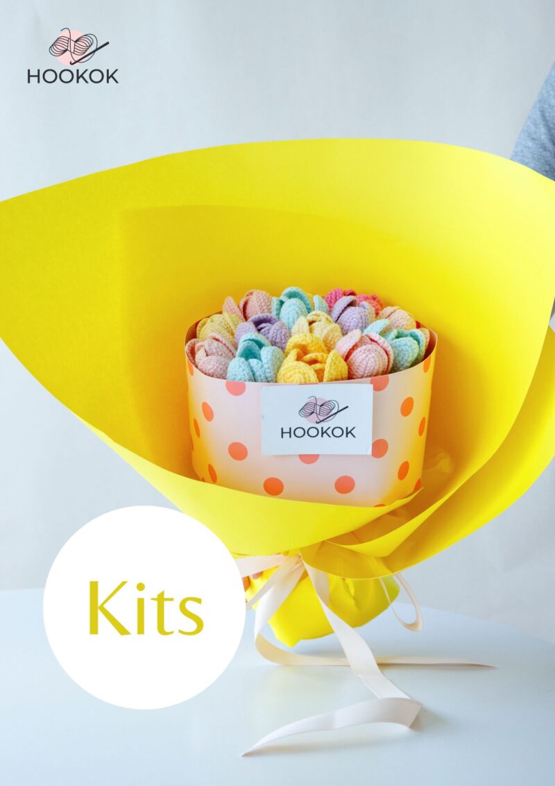 Crochet Tulip Birthday Cake Bouquet Kit-hookok Crochet Tulip Birthday Cake Bouquet Kit-hookok