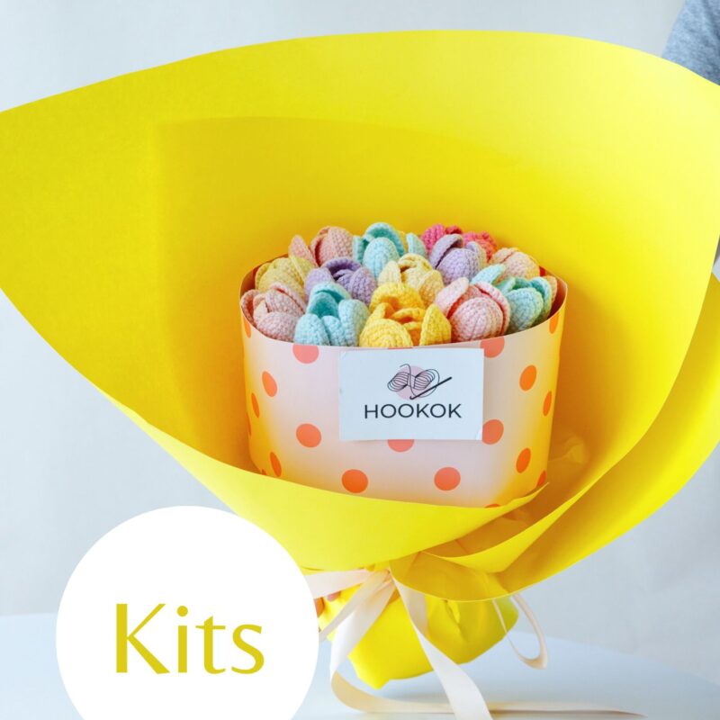 Crochet Tulip Birthday Cake Bouquet Kit-hookok