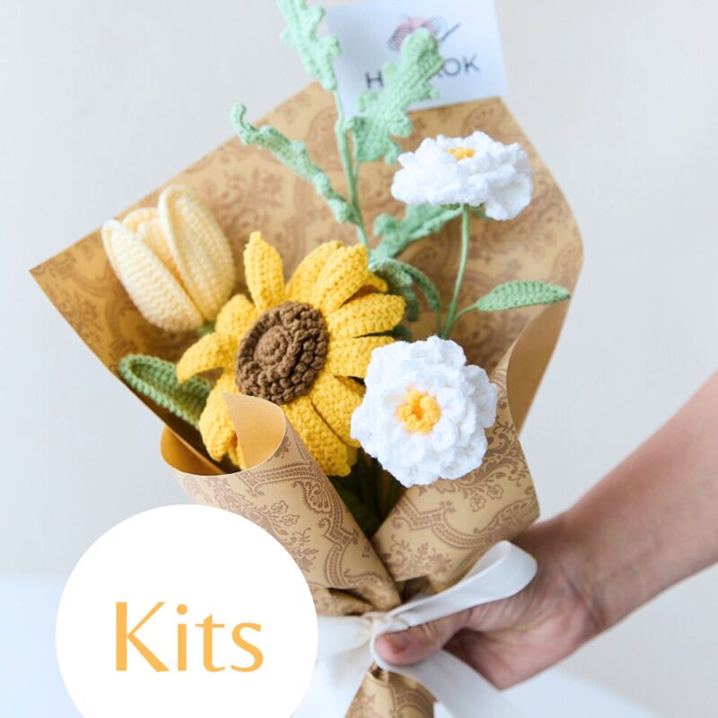 Yellow Sunflower and Gardenia Bouquet Kit-hookok