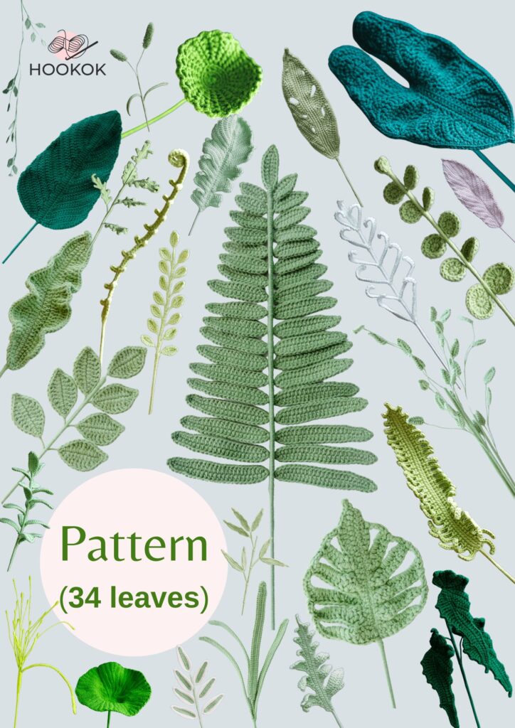 PDF Pattern – 34 Crochet Leaf Patterns Collection-HOOKOK