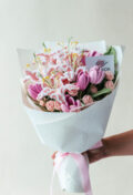 HOOKOK Bouquet - Pink Flame Lily and Rose Bouquet (21 pieces)