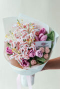 HOOKOK Bouquet - Pink Flame Lily and Rose Bouquet (21 pieces)