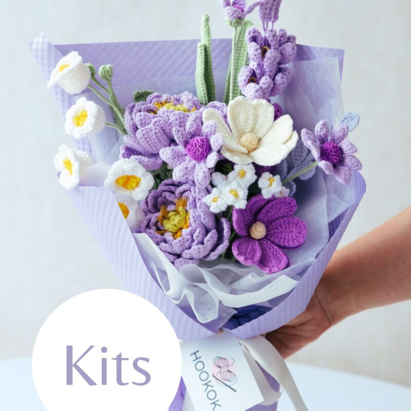 Purple Peony and Lilac Bouquet Kit-hookok