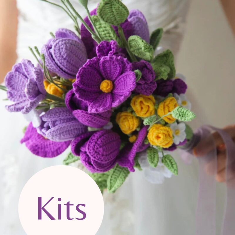 Purple Tulip Wedding Bouquet Kit-HOOKOK