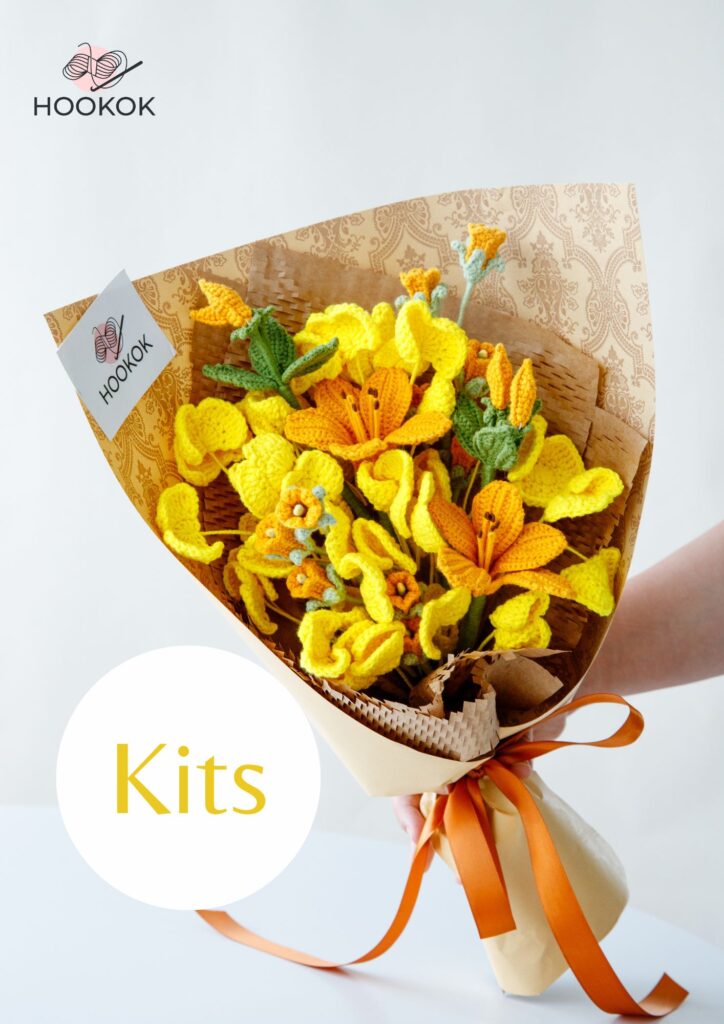 Yellow Azalea Bouquet Kit - with PDF pattern - Hookok