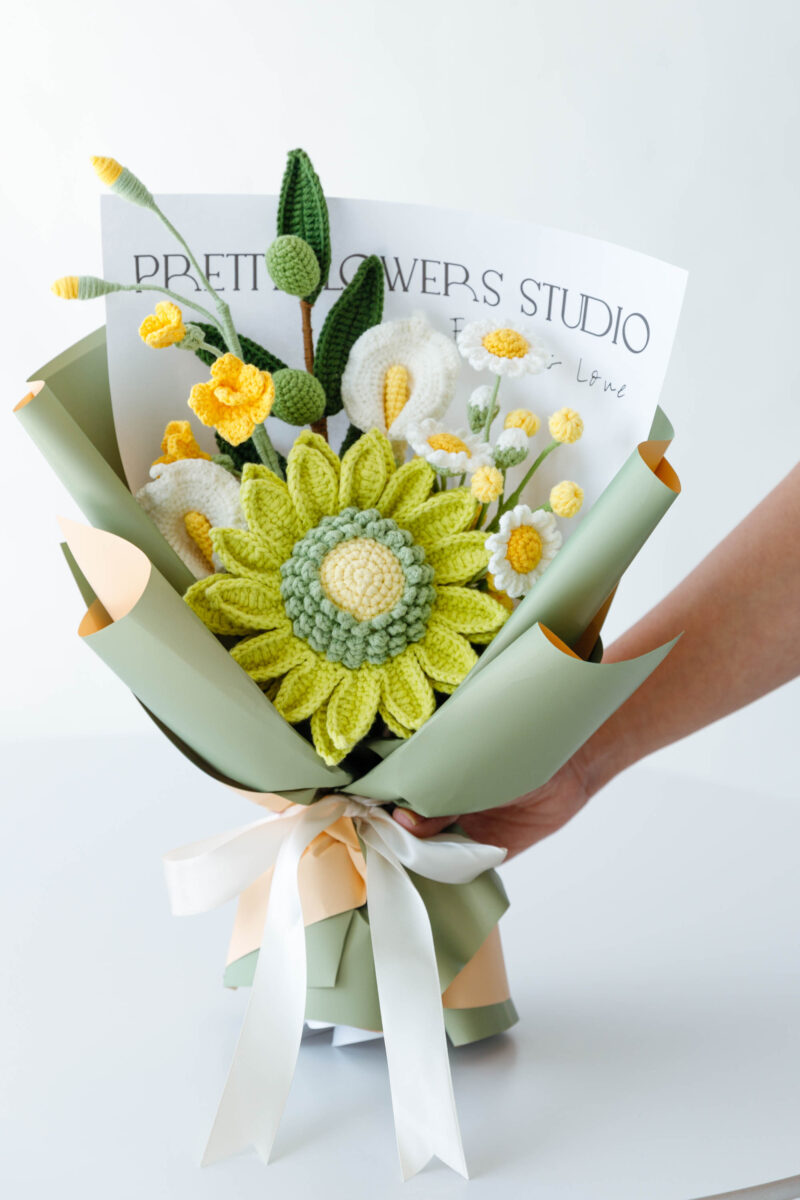 Green Sunflower and Freesia Bouquet Kit-hookok Green Sunflower and Freesia Bouquet Kit-hookok