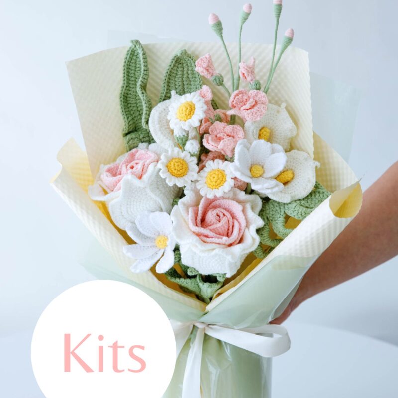 Gradient Pink Thai Rose and Freesia Bouquet Kit-hookok