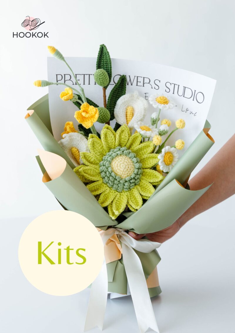 Green Sunflower and Freesia Bouquet Kit-hookok