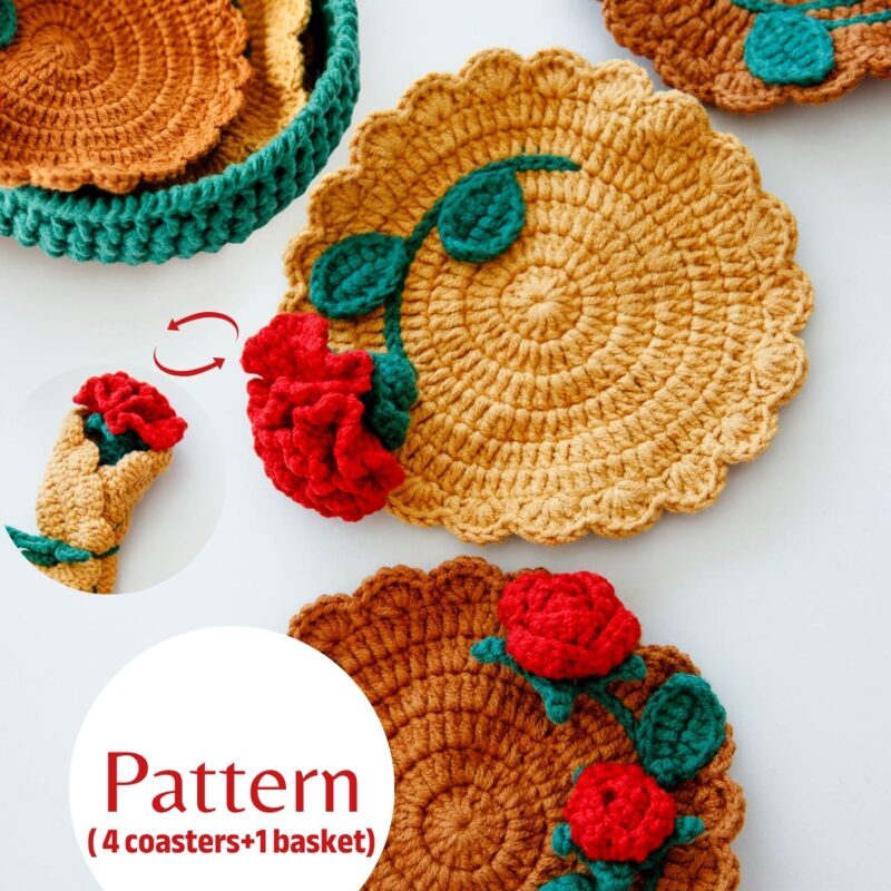 Mini Bouquet Coaster Pattern-hookok