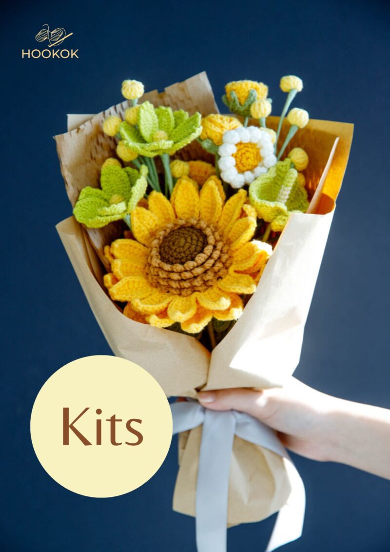 Yellow Sunflower and Multi-Head Rose Bouquet Kit-hookok