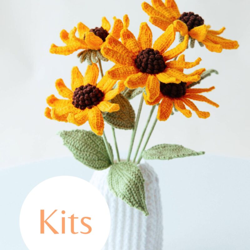 Yellow Coneflower Vase Crochet Kit-hookok