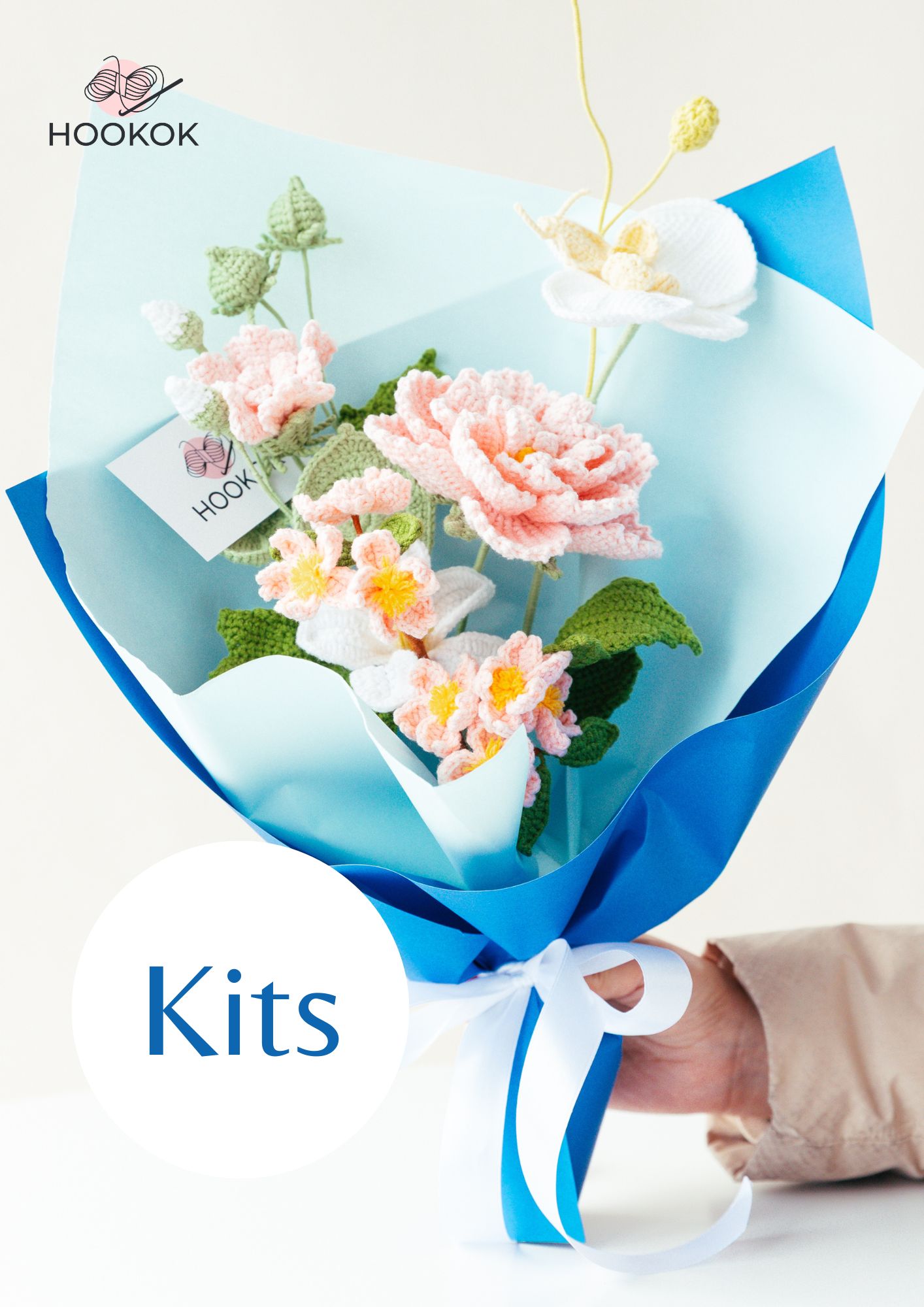 Pink Hibiscus Mutabilis Bouquet Kit - with PDF pattern - Hookok