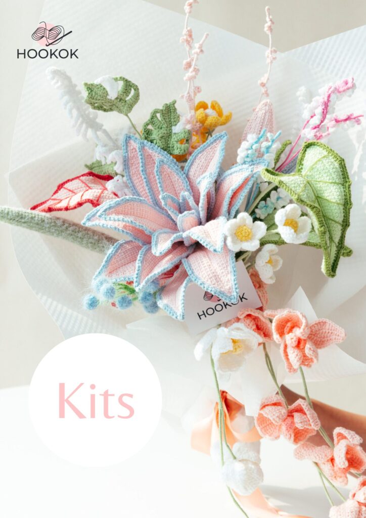 Pink Roselily Aisha Bouquet Kit - with PDF pattern - Hookok