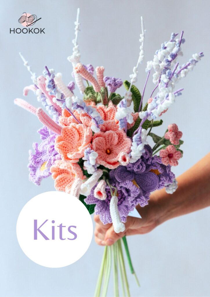 Primula Flower and Iris Flower Bouquet Kit - with PDF pattern - Hookok