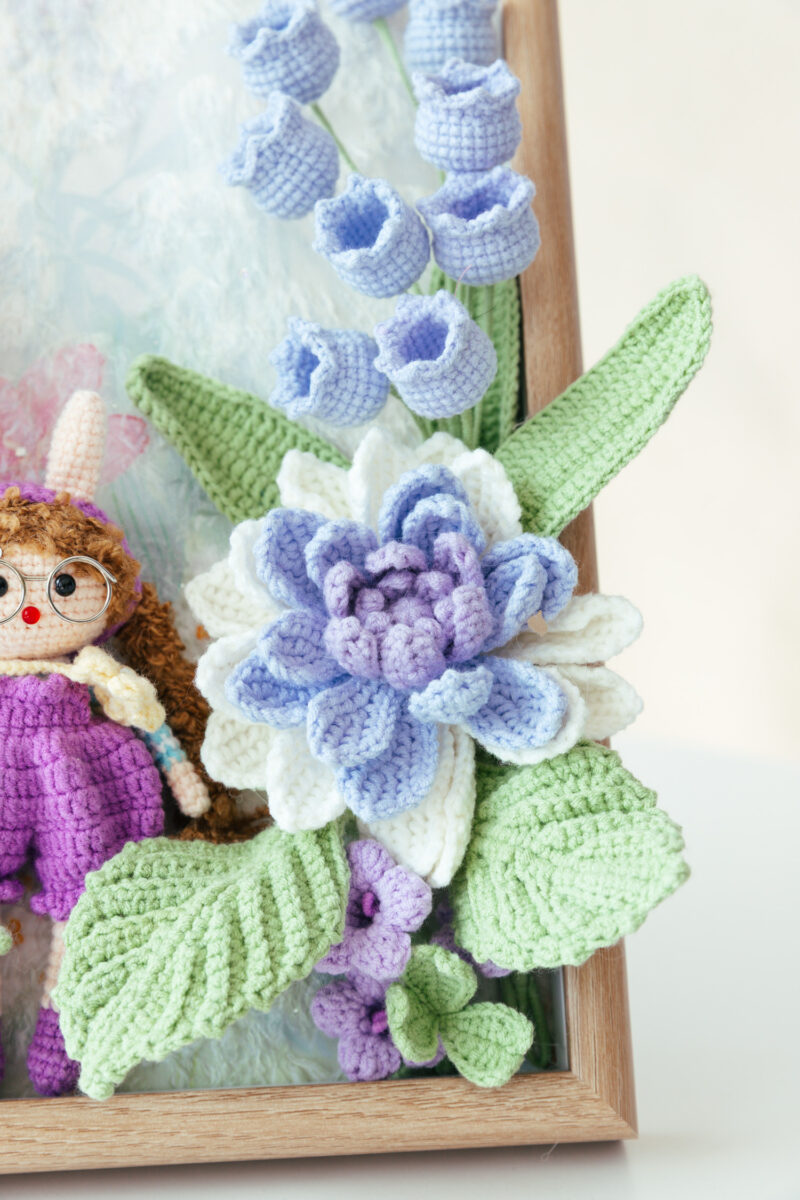 Handmade Crochet Flower Garden Shadow Box -14 Handmade Crochet Flower Garden Shadow Box -14