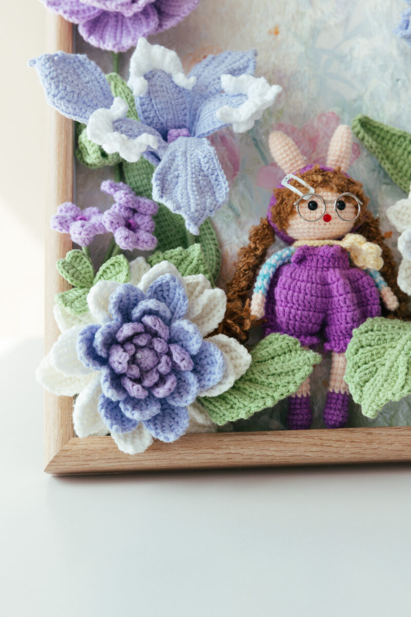 Handmade Crochet Flower Garden Shadow Box -8 Handmade Crochet Flower Garden Shadow Box -8