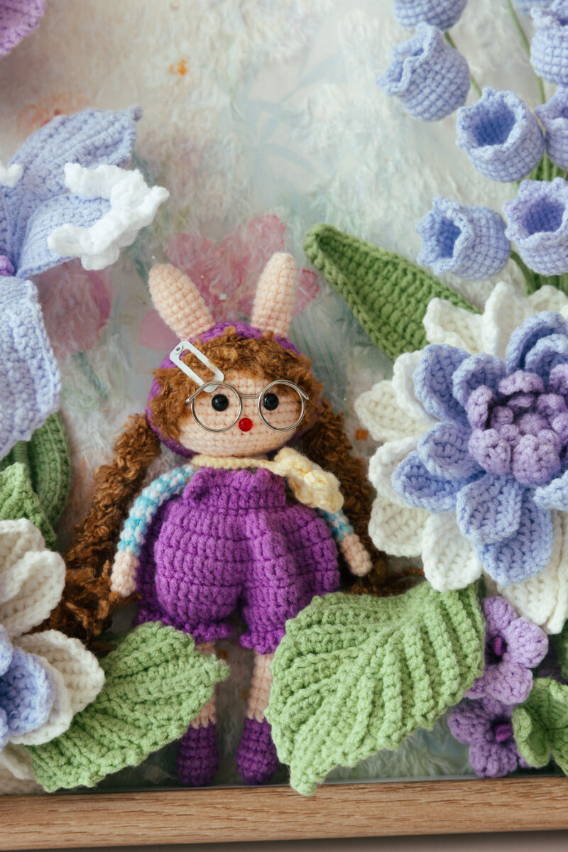 Handmade Crochet Flower Garden Shadow Box -9 Handmade Crochet Flower Garden Shadow Box -9