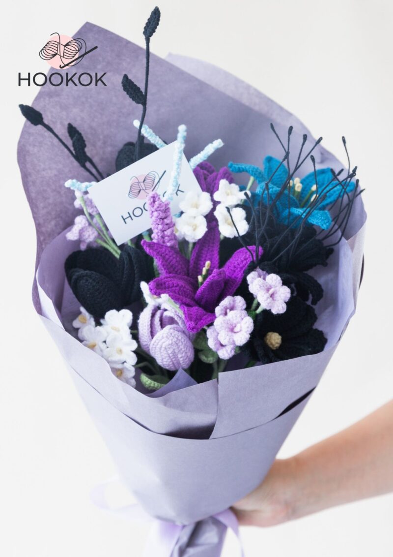 Crochet Black Gesang and Lily bouquet(