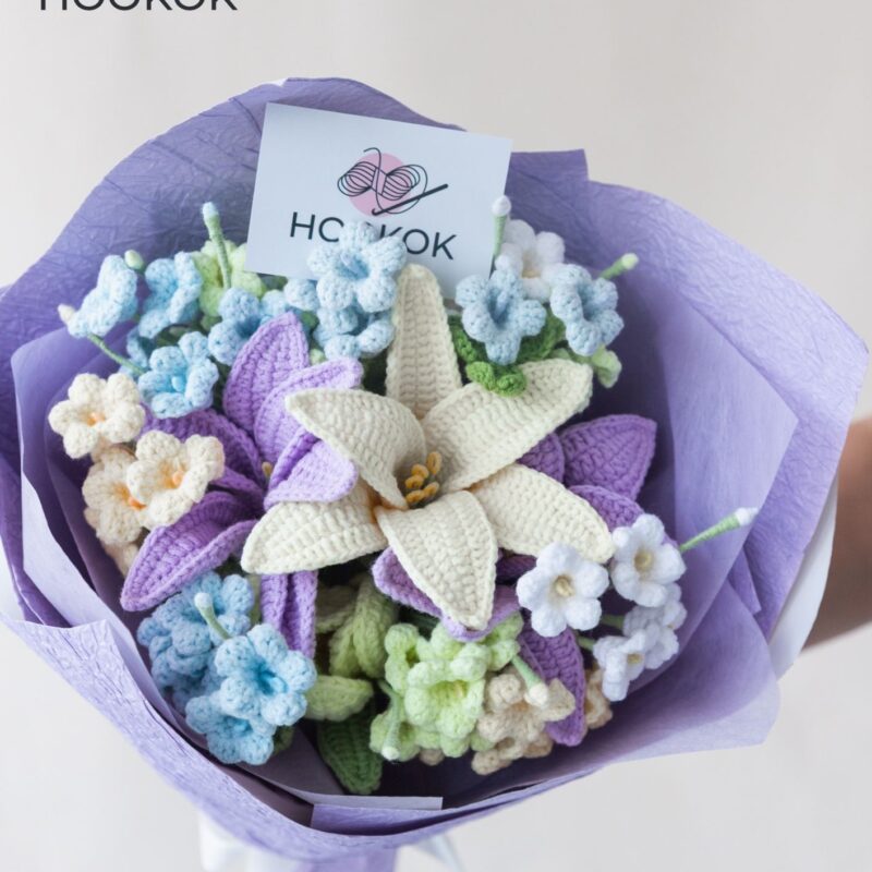 HOOKOK Crochet Happiness Lily Bouqeut  (16 Pieces )