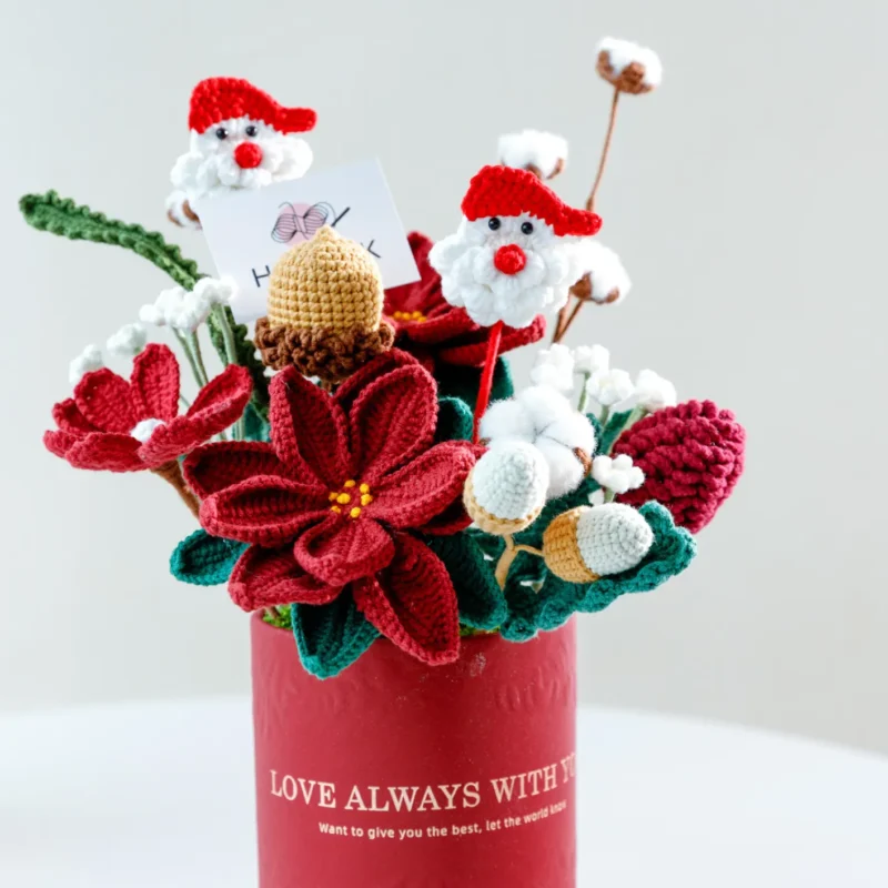 Red christams hug bucket
