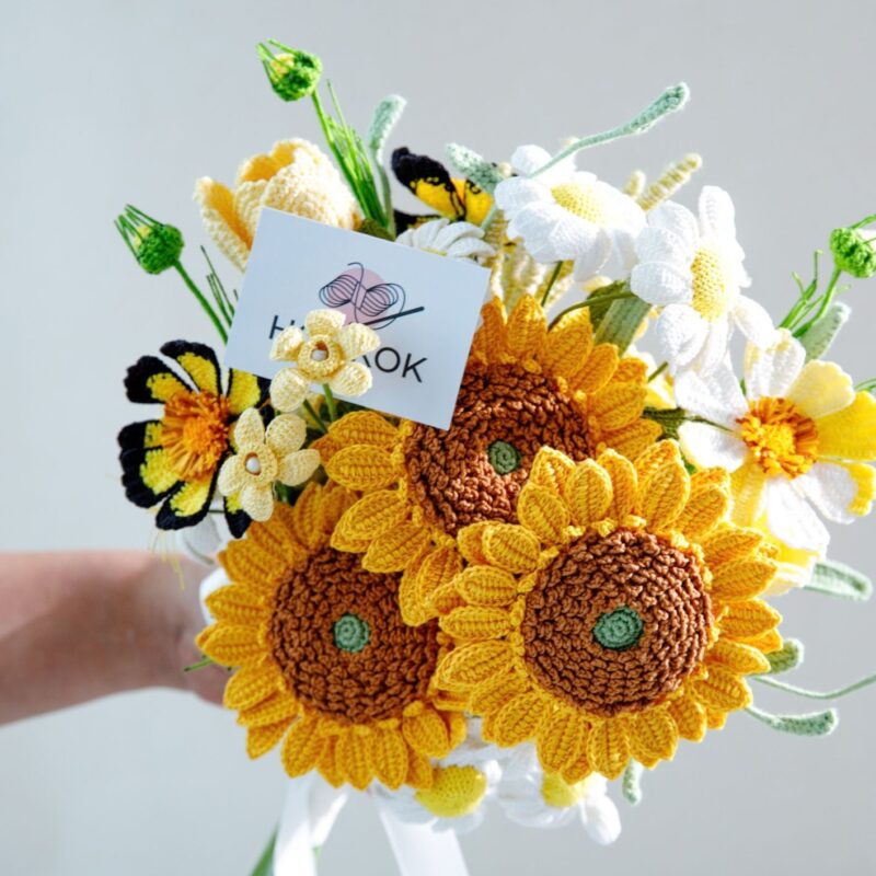 Sunny Sunflower Micro Crochet Bouquet